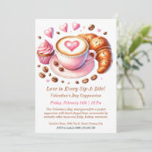 Alentinstag Cappuccino Einladung (Stehend Vorderseite)