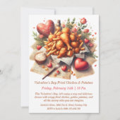 Alentinstag Frittiertes Hühnchen & Kartoffeln Einl Einladung (Vorderseite)