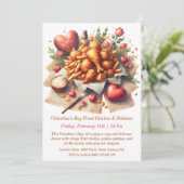 Alentinstag Frittiertes Hühnchen & Kartoffeln Einl Einladung (Stehend Vorderseite)