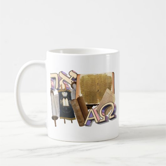 Aleph Tav/Alpha u. Omega Kaffeetasse (Links)