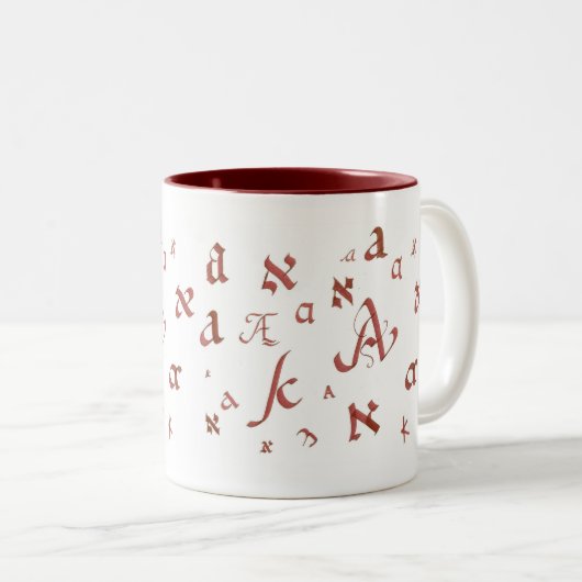Aleph und A (15 Unze) Zweifarbige Tasse (VorderseiteRechts)