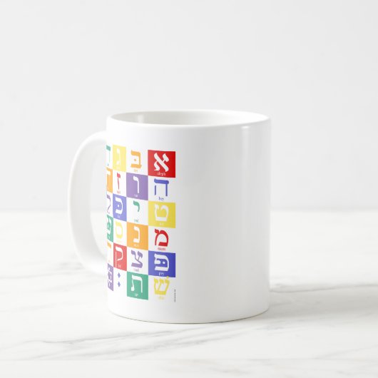 Aleph-Wette (hebräisches Alphabet) - Regenbogen Kaffeetasse (Vorderseite Links)