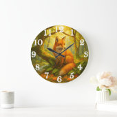 Alert fox in sunlit woodland große wanduhr (Zuhause)