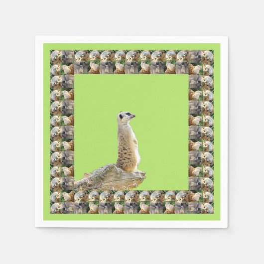 Alert Meerkat Gerahmt von Meerkats, Serviette (Vorderseite)