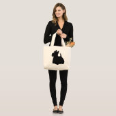 Alert Scottish Terrier Silhouette Jumbo Stoffbeutel (Vorderseite (Model))