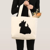 Alert Scottish Terrier Silhouette Jumbo Stoffbeutel (Vorderseite (Produkt))