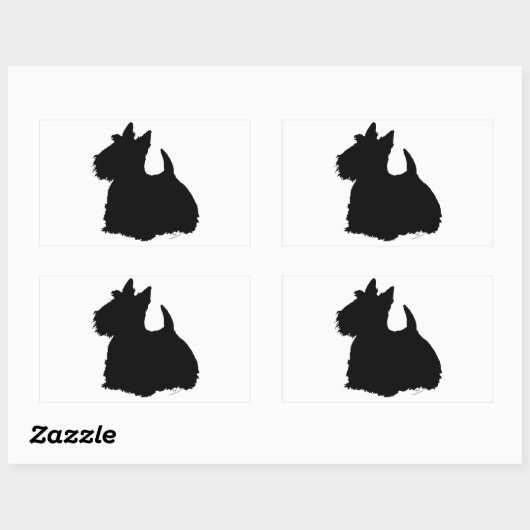 Alert Scottish Terrier Silhouette Rechteckiger Aufkleber (Blatt)