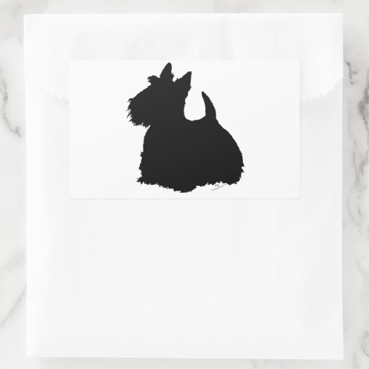 Alert Scottish Terrier Silhouette Rechteckiger Aufkleber (Tasche)