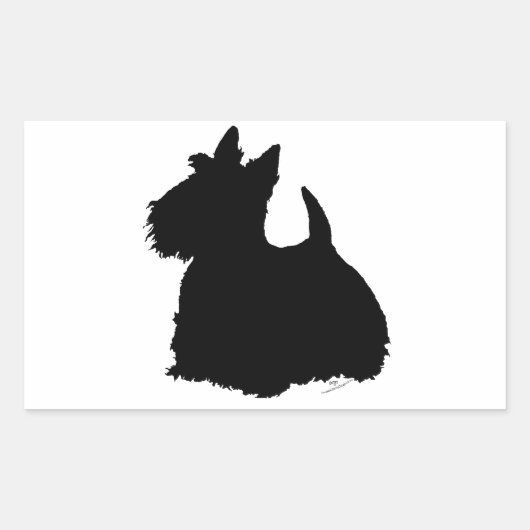 Alert Scottish Terrier Silhouette Rechteckiger Aufkleber (Vorderseite)