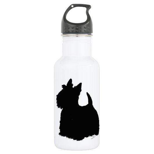 Alert Scottish Terrier Silhouette Trinkflasche (Vorderseite)