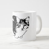 Alert Tabby Cat Ink Portrait Tasse (Vorderseite Rechts)