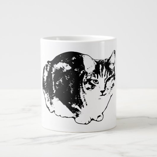 Alert Tabby Cat Ink Portrait Tasse (Vorderseite)