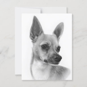 Alert und Stolz - Handgemalt Chihuahua Portrait Postkarte