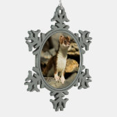 Alert Weasel Schneeflocken Zinn-Ornament (Links)