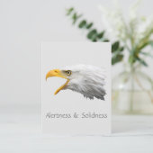 Alertness & Solidness von Bald Eagle Postkarte (Stehend Vorderseite)