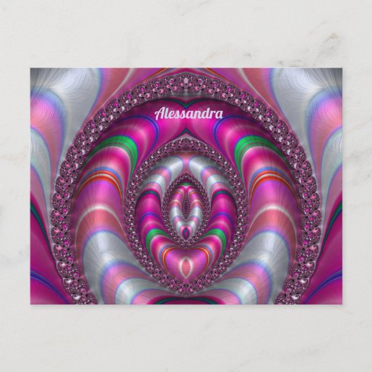 ALESSANDRA ~ PINK 3D Fraktal Design ~ Postkarte (Vorderseite)