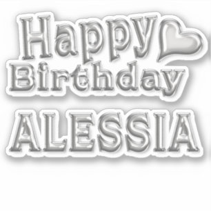 Alessia Happy Birthday silver Aufkleber Sticker