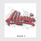 Alessia red Heart Graffiti Aufkleber Sticker (Blatt)