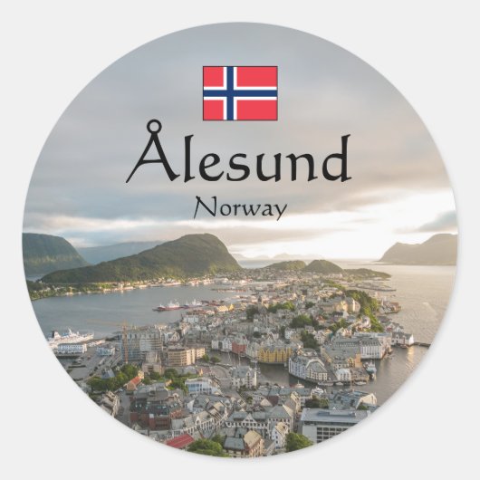 Alesund Norwegen Souvenir Runder Aufkleber (Vorderseite)