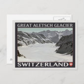 Aletsch Glacier - auf schwarz Postkarte (Vorne/Hinten)
