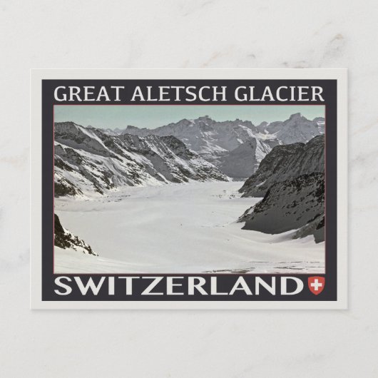 Aletsch Glacier - auf schwarz Postkarte (Vorderseite)