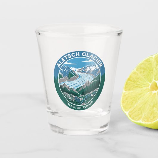 Aletschgletscher Schweiz Schnapsglas (Vorderseite)
