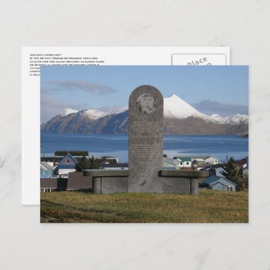 Aleut Relocation Memorial Statue, Unalaska Island Postkarte (Vorne/Hinten)