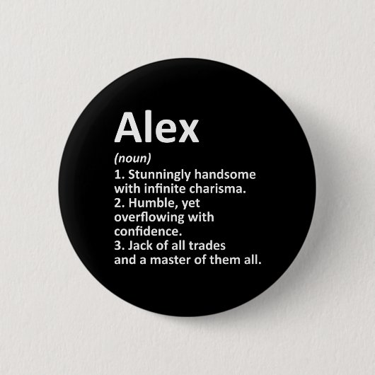 Alex Definition Personalisierter Name Lustiger Geb Button (Vorderseite)
