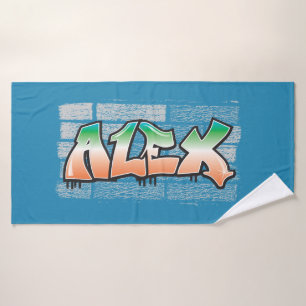 ALEX Ihr Name Graffiti Brick Wall Paint Spritzer Badehandtuch
