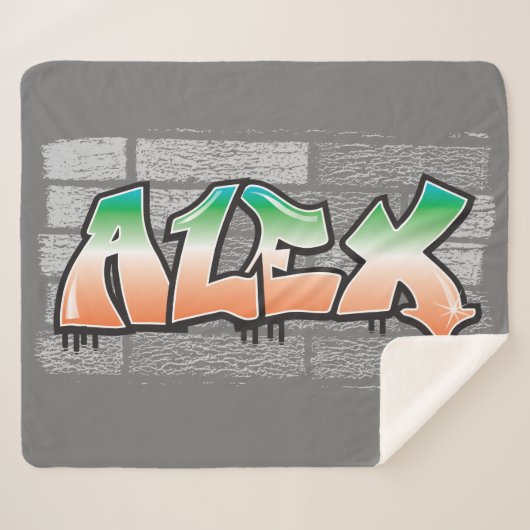 ALEX Ihr Name Graffiti Brick Wall Paint Spritzer Sherpadecke (Vorderseite (Horizontal))