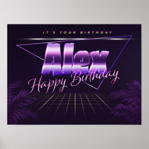 Alex Name Vorname lila retro Poster Geburtstag