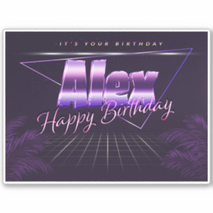 Alex Name Vorname lila retro Sticker Geburtstag
