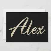 Alex Name white gold Handwriting Karte (Vorderseite)