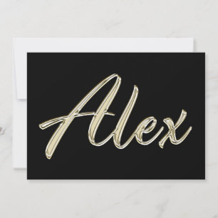 Alex Name white gold Handwriting Karte