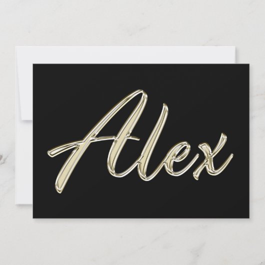 Alex Name white gold Handwriting Karte (Vorderseite)