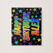 "ALEX" Vorname, Spaß "GLÜCKLICHER GEBURTSTAG" Puzzle (Vertikal)