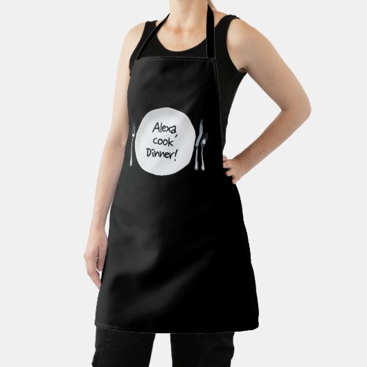 Alexa Befehl auf schwarz Schürze (InSitu)