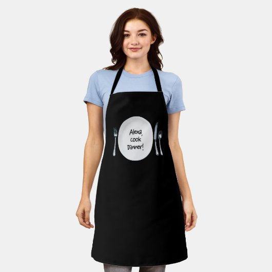 Alexa Befehl auf weißer Platte Schürze (Getragen)