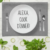 Alexa-Befehl Humor auf Grau Geschirrtuch (Gefaltet)
