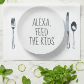 Alexa-Befehl Humor auf Weiß Geschirrtuch (Gefaltet)