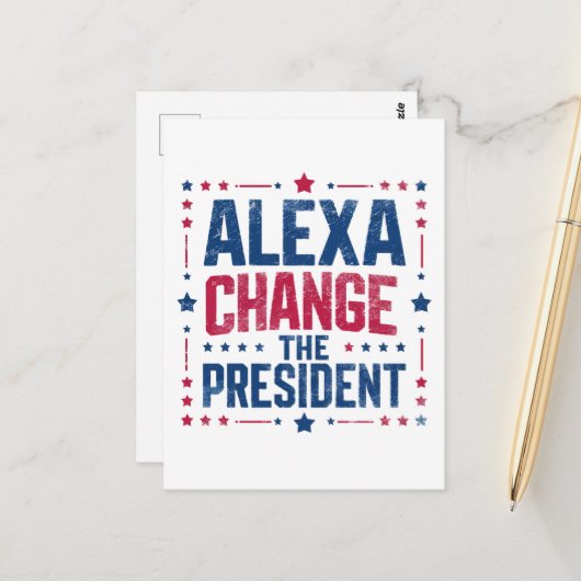 Alexa Change the President Funny Political Postkarte (Vorderseite/Rückseite Beispiel)