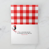 Alexa Command auf weißem Teller zum karierten Gebu Karte (Innenseite)