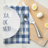 Alexa Command On Blue Gingham Geschirrtuch (Viertel Falte)