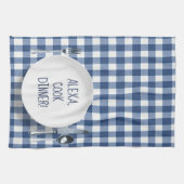 Alexa Command On Blue Gingham Geschirrtuch (Horizontal)