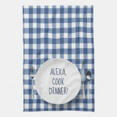 Alexa Command On Blue Gingham Geschirrtuch (Vertikal)
