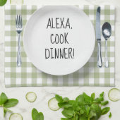 Alexa Command on Green Gingham Geschirrtuch (Gefaltet)