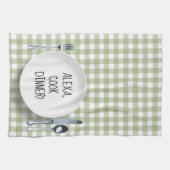 Alexa Command on Green Gingham Geschirrtuch (Horizontal)