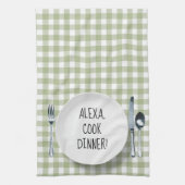 Alexa Command on Green Gingham Geschirrtuch (Vertikal)