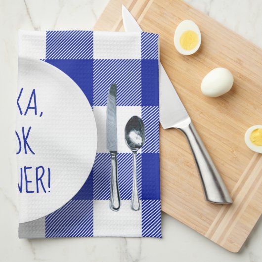 Alexa Command Spaß auf Büffalo kariert Geschirrtuch (Viertel Falte)