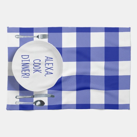 Alexa Command Spaß auf Büffalo kariert Geschirrtuch (Horizontal)